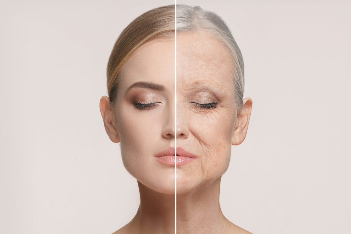 Woman aging young to old